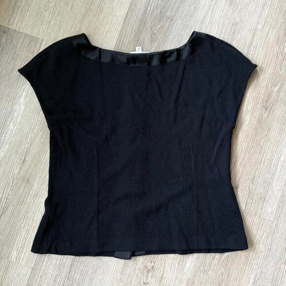 St. John Collection Scoop Neck Button-Up Top — Black (Size XL / US 12) - Picture 4 of 6